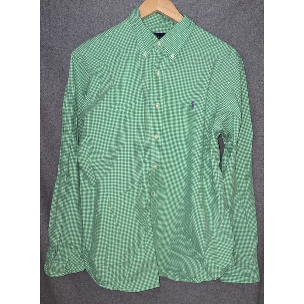 Polo Ralph Lauren Men's Long Sleeve Green Plaid Button Down XL 100% Cotton - Picture 2 of 7